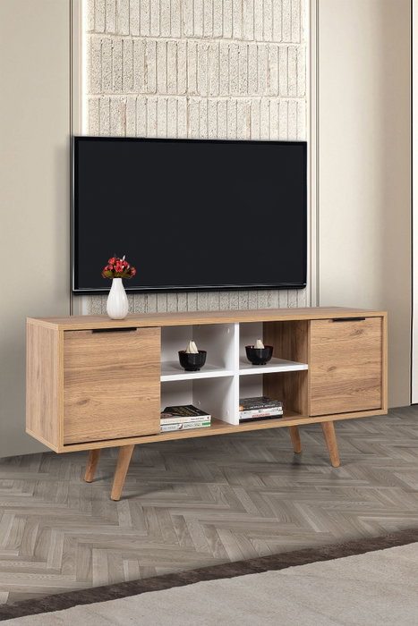 Hanah Home Sina 3321 Soporte para TV Roble Zafiro y Blanco